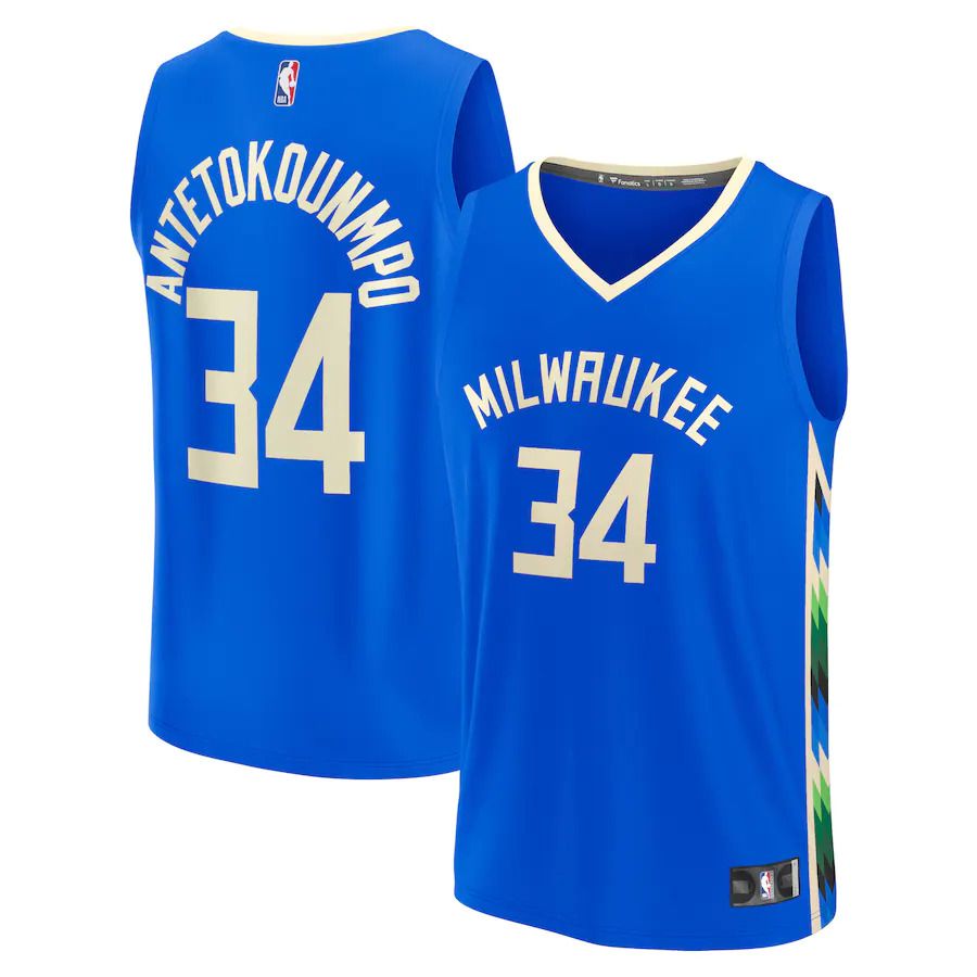 Men Milwaukee Bucks #34 Giannis Antetokounmpo Fanatics Branded Royal City Edition 2022-23 Fastbreak NBA Jersey->orlando magic->NBA Jersey